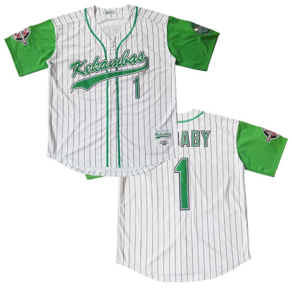 Mens DeWayne Warren Jarius 'G-Baby' Jerseys Evans 1 Kekambas Hardball Movie Baseball Jersey Includes ARCHA Patch Stitched