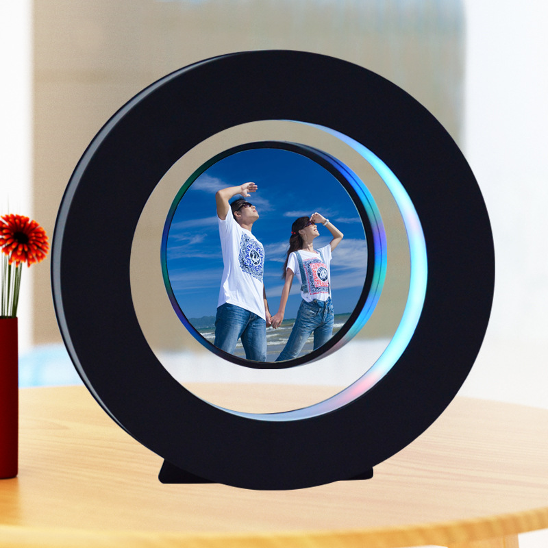 Round Shaped Levitating Photo Frame With LED Lights Magnetic Levitation Floating Picture Frame Wedding Gift Home Decoration