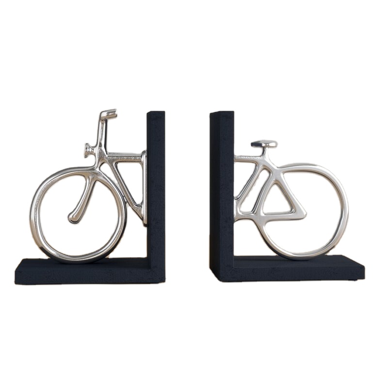 Metal Iron Decorative Cycle Non-skid Bookends Holder