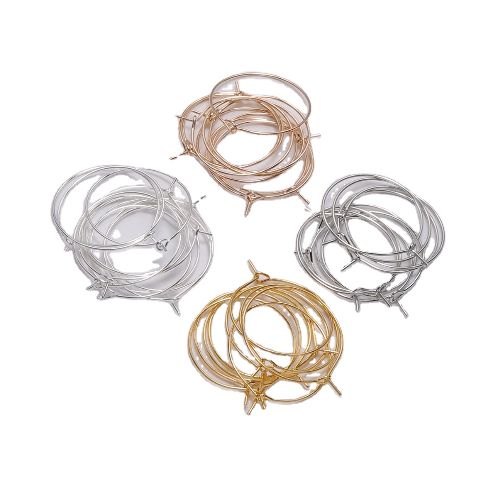 50pcs/lot 20 25 30 35 mm KC Gold Hoops Earrings Big Circle Ear Wire Hoops Earrings Wires For DIY Jewelry Making Supplies