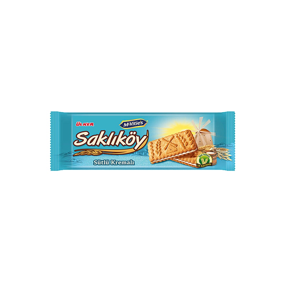 Печенье Ulker Saklikoy 100gr x 24 шт Молочный Крем Сэндвич-печенье с овсянкой и молочным кремом из Турции