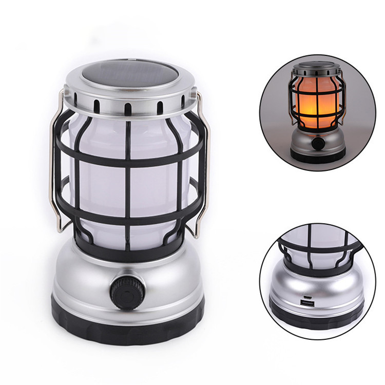 LED Solar Lantern Stand Round Led Solar Camping Light