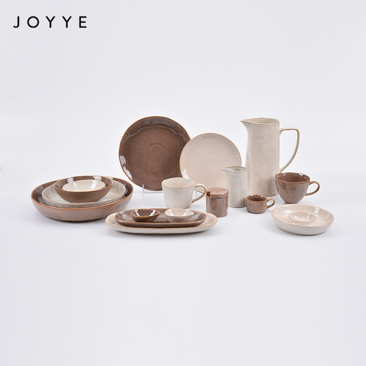 Joyye Chinese Nordic Style Small Reactive Glaze With Speckle Ceramic Bowl 7.9' Shiny Glaze Soup Bowl Ceramic Handmade