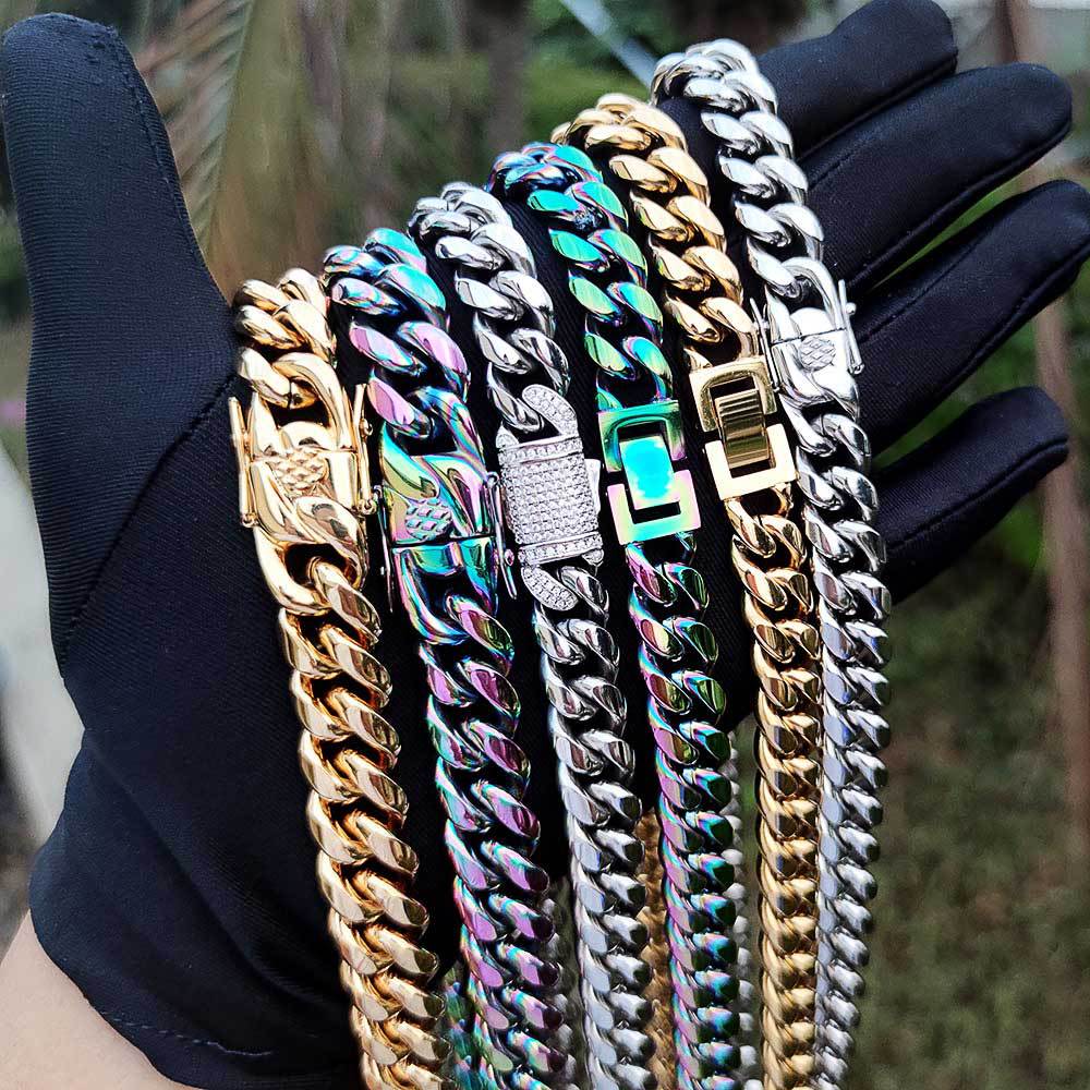8MM Curb Cuban Link Chain Chokers Basic Punk Stainless Steel Necklace For Men Women Solid Metal Cuban Link Chain