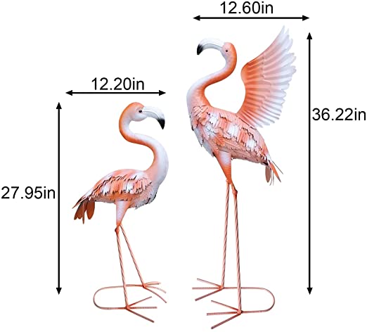 Newart 2 pieces life size flamingo outdoor bird statues for garden yard decor