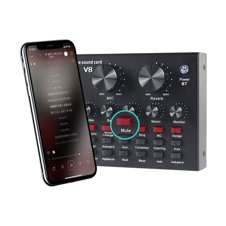 Заводская цена V8 Soundcard горячая Распродажа V8 Звуковая карта для компьютера телефона