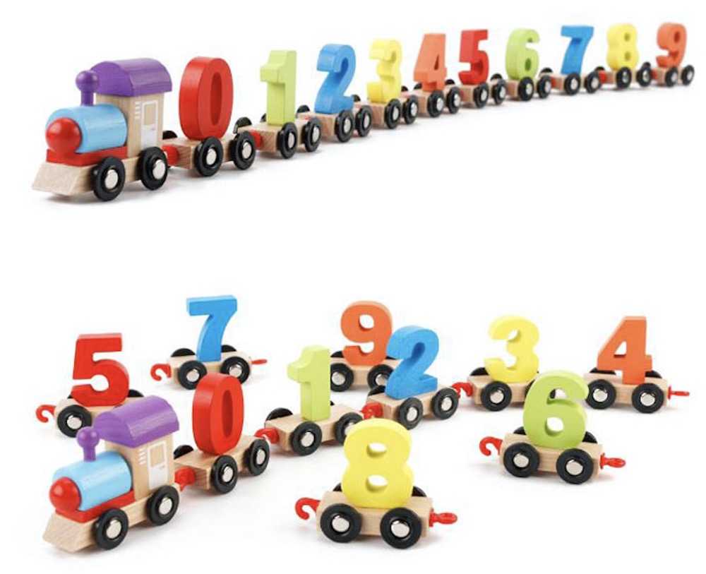 Children Wooden Number Train Set Christmas Funny Train for Kids