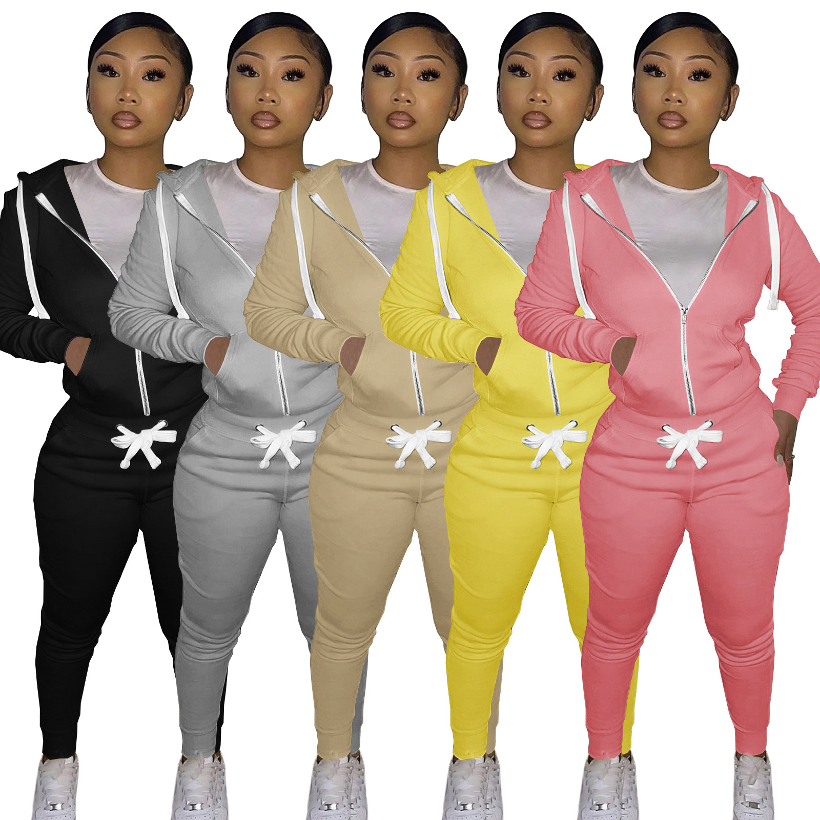 Two Piece Pants Set Zip Up Cotton Hoodies Tracksuit Winter Clothes Sweatpants And Hoodie Set Jogger Sweatsuit Sports Wear Outfit