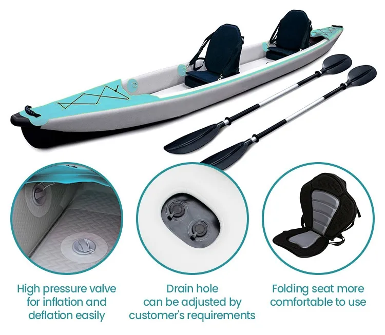Custom 2 person Kayak drop stitch double inflatable foldable PVC canoe/kayak for sale