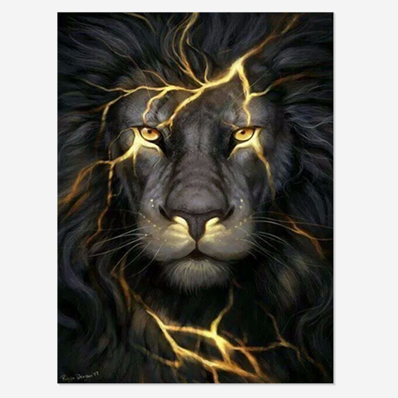 Tiger Lightning Animal Lion Full Drill Diamond Painting 5D Picture DIY Embroidery Home Wall Decor OEM/ODM Factory Wholesale Gift