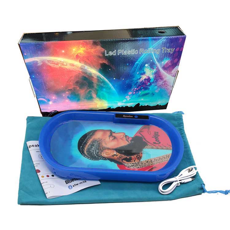 Wholesale Plastic Led Speaker Rolling Tray Connect Music Smoking Glow Rolling Tray Custom Logo
