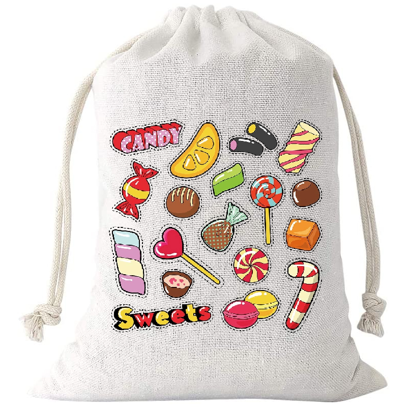 Customized printing logo L shape 5 oz cotton drawstring bag candy food packaging canvas bags