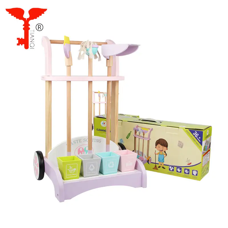 Preschool kids cleaning tools play set pretend play wooden sanitary toy