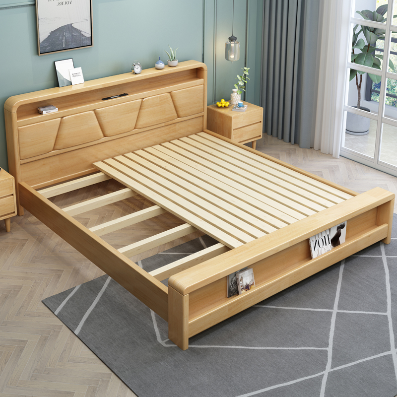 Full Size Frame King Modern Wooden Bed With Headboard