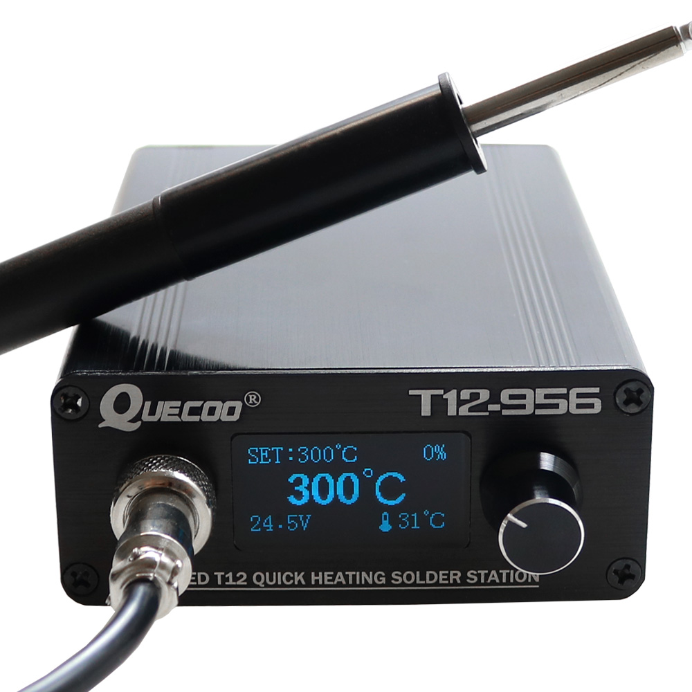 QUICKO T12-956 OLED цифровая паяльная станция электронная паяльник для подключения к T12 припоя очищайте жало паяльника с T12-P9 ручка штепсельная вилка европейского стандарта