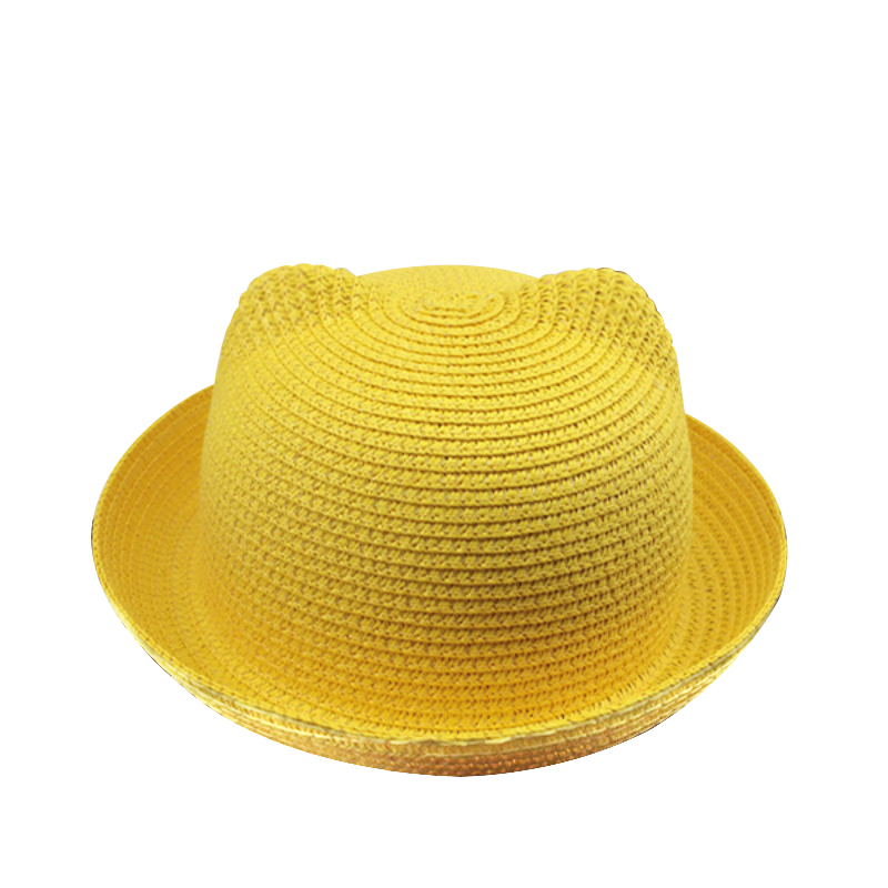 New Straw Baby Hat Summer Kids Boy Girl Sun Hat With Ears Beach Kids Snapback Hats Children Baseball Cap Casquette Enfant