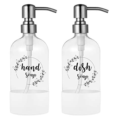 16oz 500ml Shampoo Foaming Hand Soap Clear Glass Bottle With Silicone Sleeve Stainless Steel Pump