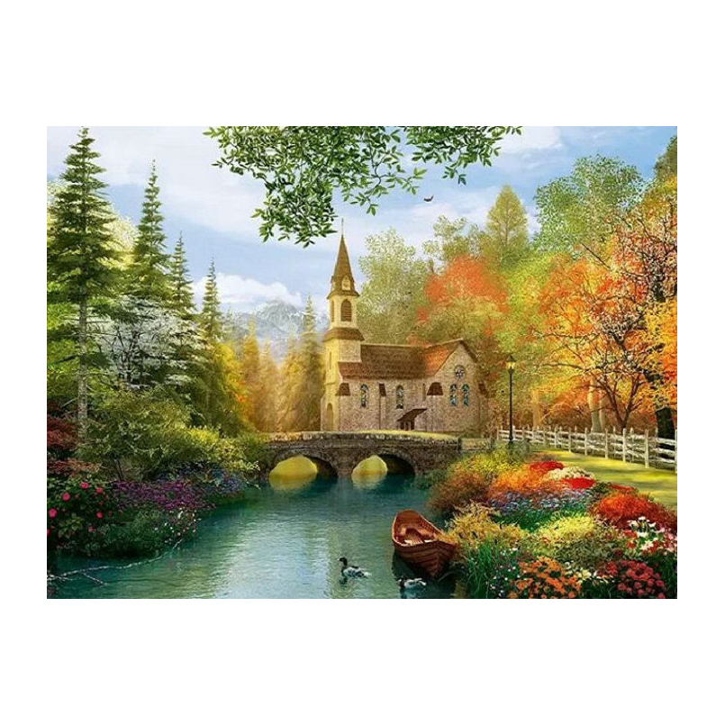 ZOOYA DIY 5D Diamond Painting Bridge Landscape Kit Full Drill Embroidery Scenery Art Picture of Resin Drill Adult Home D