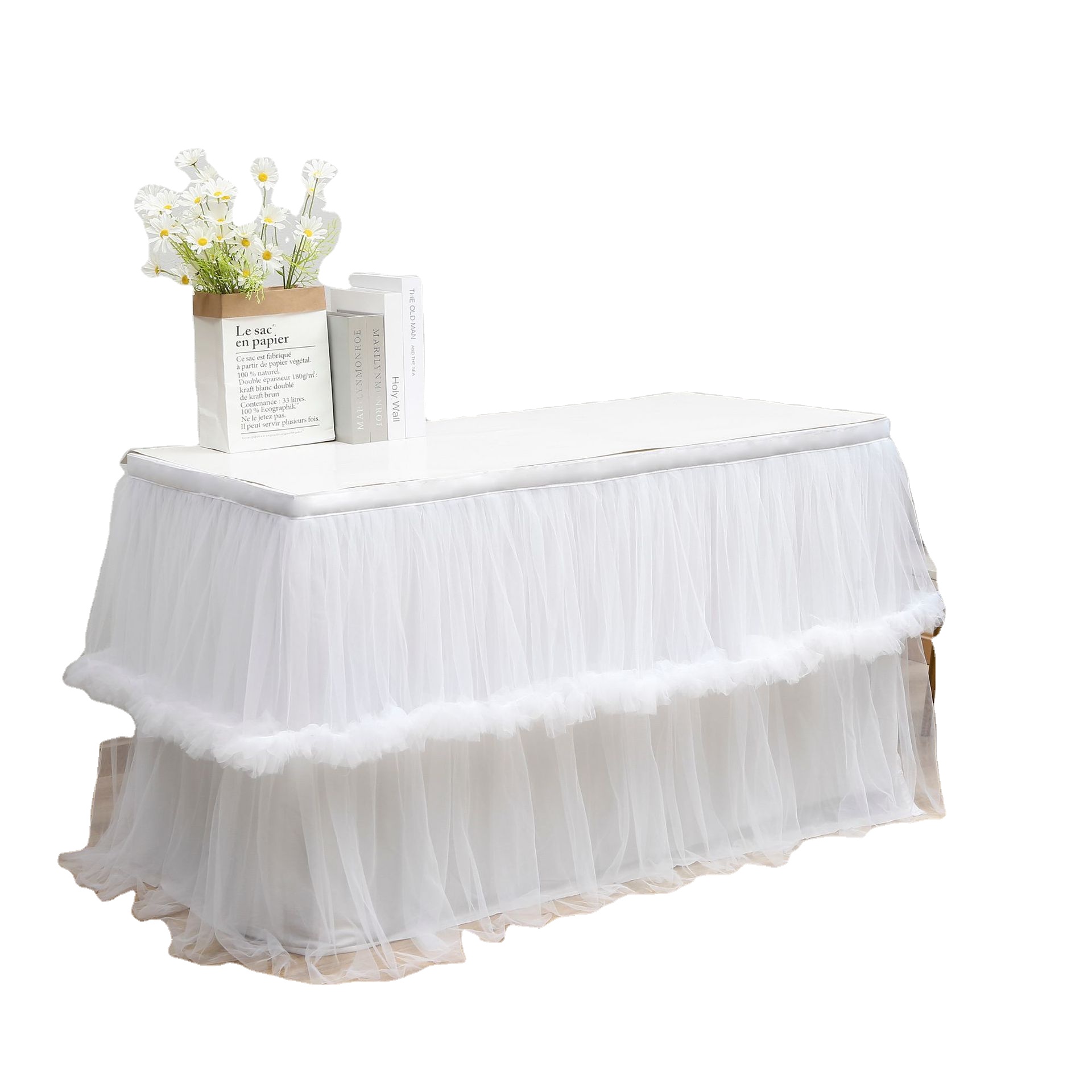 Wedding Feast Table Skirt Tutu Tulle Desk Decor Birthday Party Baby Shower Banquet Skirts Decoration
