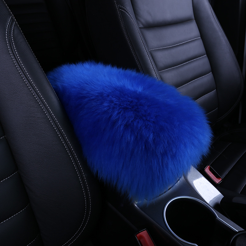 Car Armrest Cover, Furry Sheepskin Wool Auto Center Console Pads for Car Armrest Seat Box Cover Protector Universal Fi