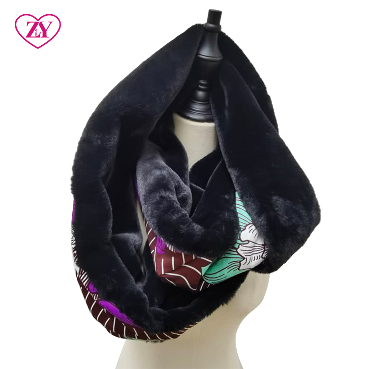 Hot selling African print circle infinity shawl scarves warm lining scarf for winter