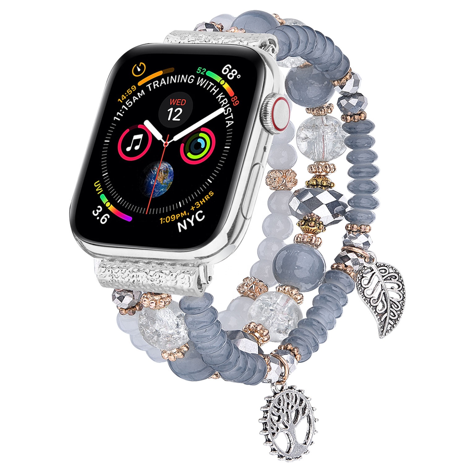 Талисманы умные часы-браслет для наручных часов Apple watch, версии 40 мм, 38 мм, версия; Шикарные женские эластичные ювелирные изделия из бисера ремешок для наручных часов iWatch, полос