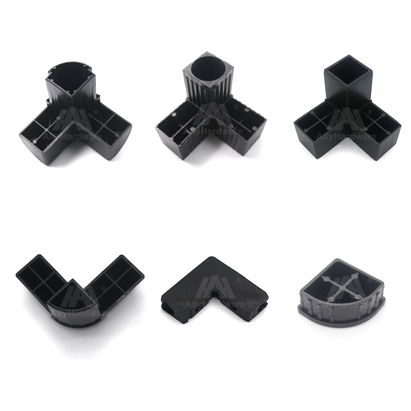 Window hardware square aluminum tube 3 way plastic corner connector