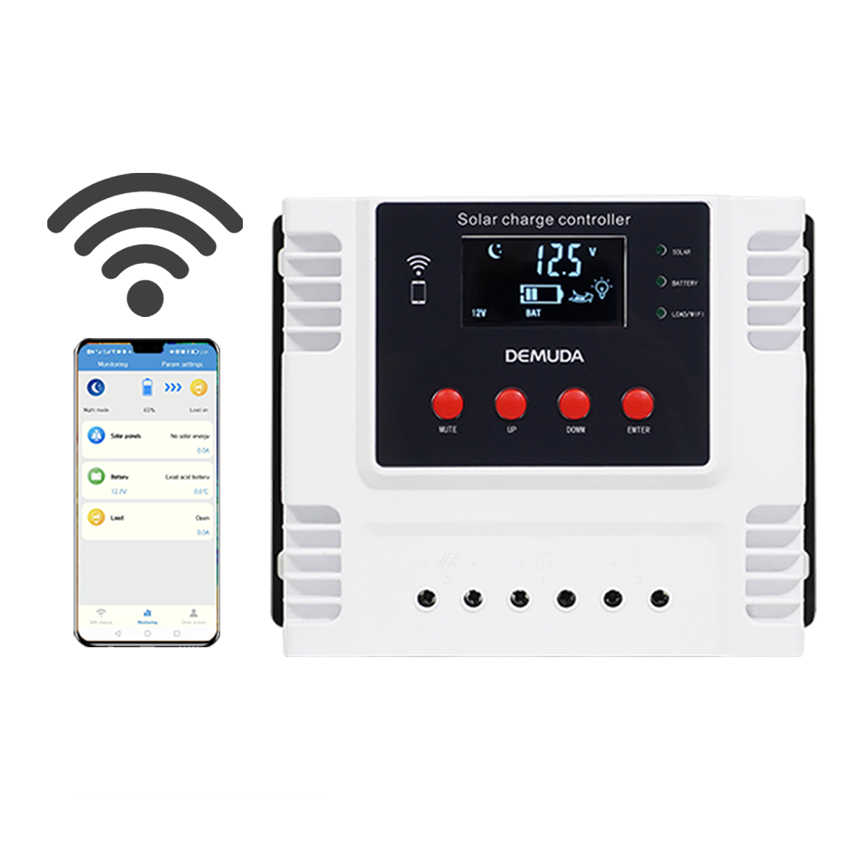 Smart PV Solar Panel Charge Controller Regulator 10A 20A 30A 60A 12V 24V 48V PWM Power Solar Charger Controller With WIFI APP