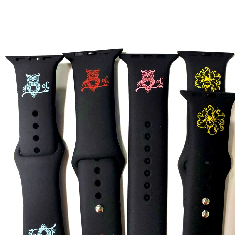Dual Color Laser Engravable Two Tone Silicone Apple Watch Band Strap Engraved Silicone Apple Watch Band Strap