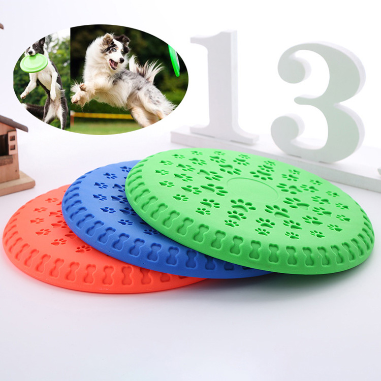 Dog Pet Chewing Rubber Fetch Flying Disc Interactive Toys Dogs Molars Pet Products Round Silicone Dog Flying Discs Training Toy