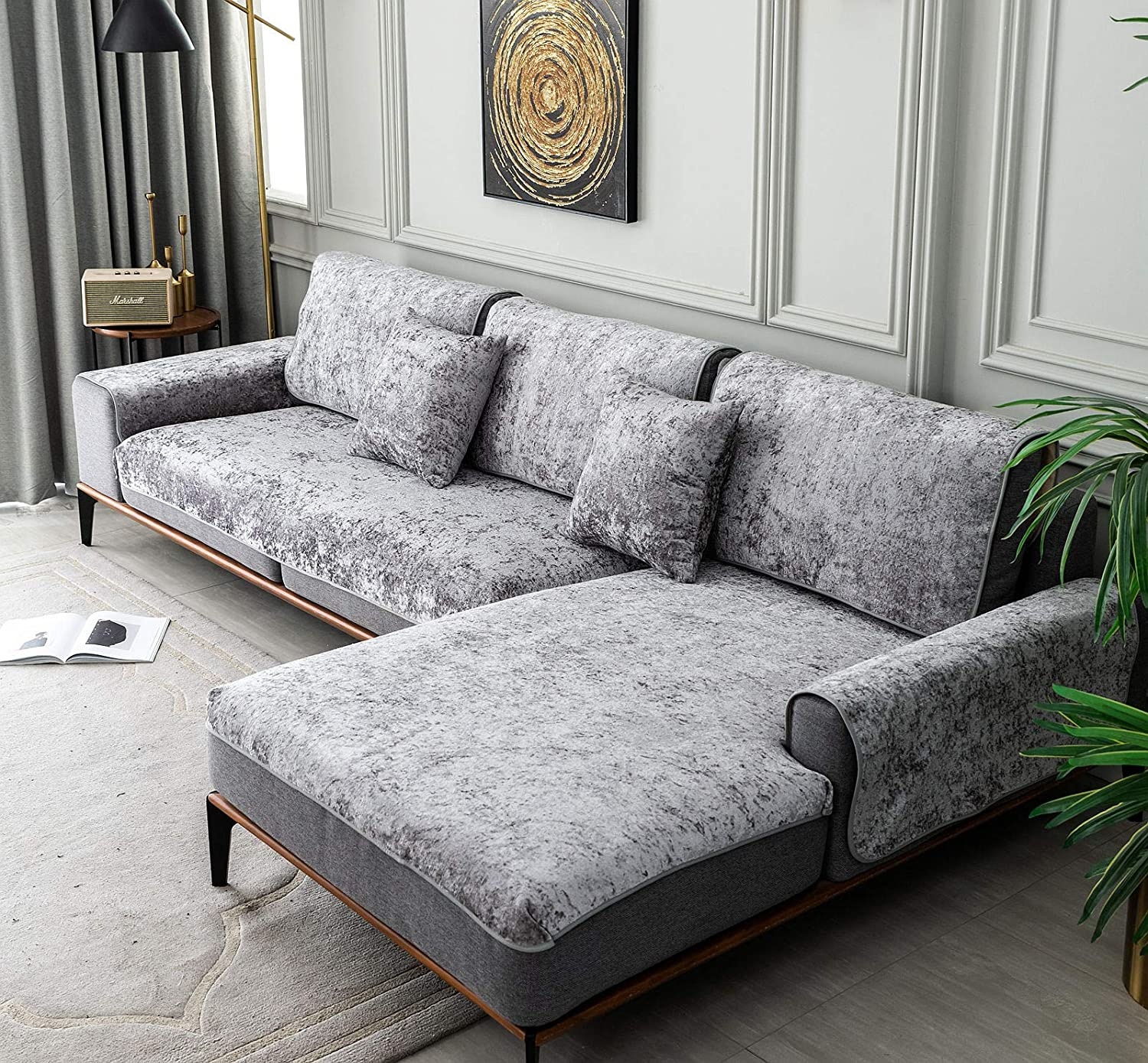 High Quality Sectional Couch Covers L Shape Sofa Slipcover Couch Slipcover Protector Recliner Cover Armchair Cover Multi-Size