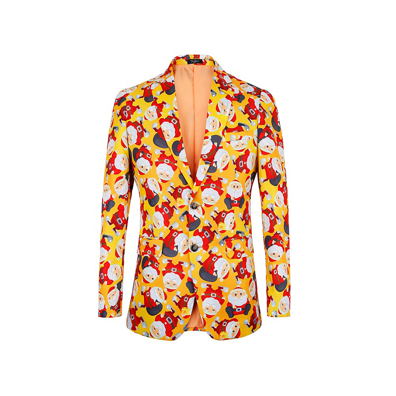 High Quality Christmas Party Men's Suit Blazer Printed Jacket Men Christmas Wear Dress