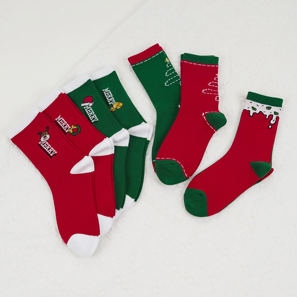 Cartoon cute lovely cotton female socks christmas crew women socks