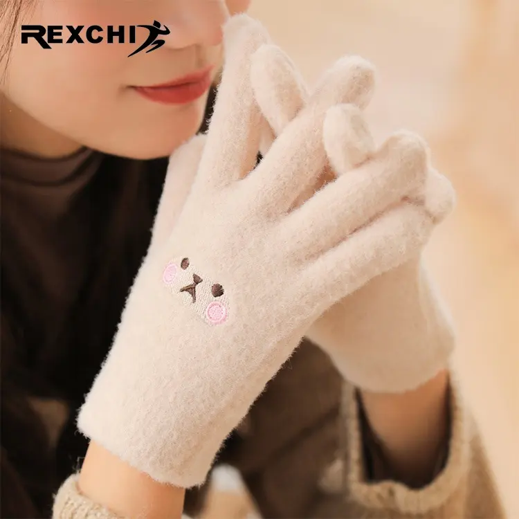 Модные зимние вязаные шерстяные перчатки REXCHI DZ112 для мужчин и женщин с сенсорным экраном