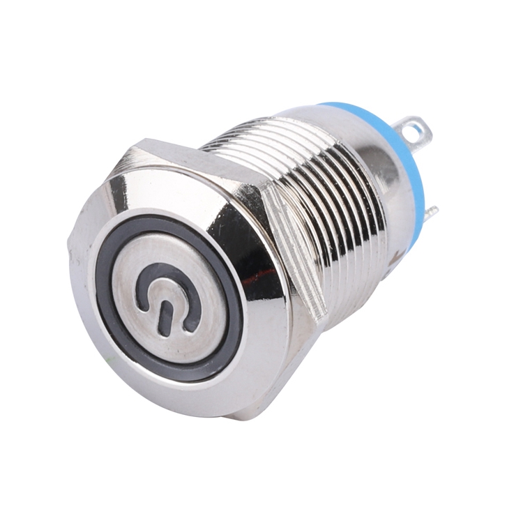 12mm electric switches metal button waterproof ip65 4 pins 1NO momentary touch light switch reset Metal Push Button Switch