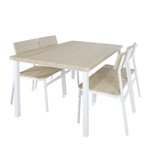 Dining Table Set Wooden JUSTHOME Modern Simple Design MDF Wood And Metal Dining Room Furniture 4 Seater Dinning Table Set
