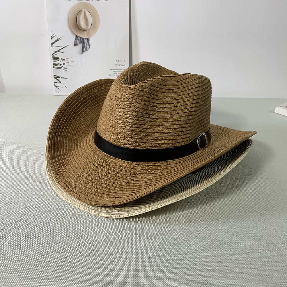 Amazon Hot Sale Fashion Western Straw Cowboy Hat Trend Men's Top Hat Retro Jazz Hat