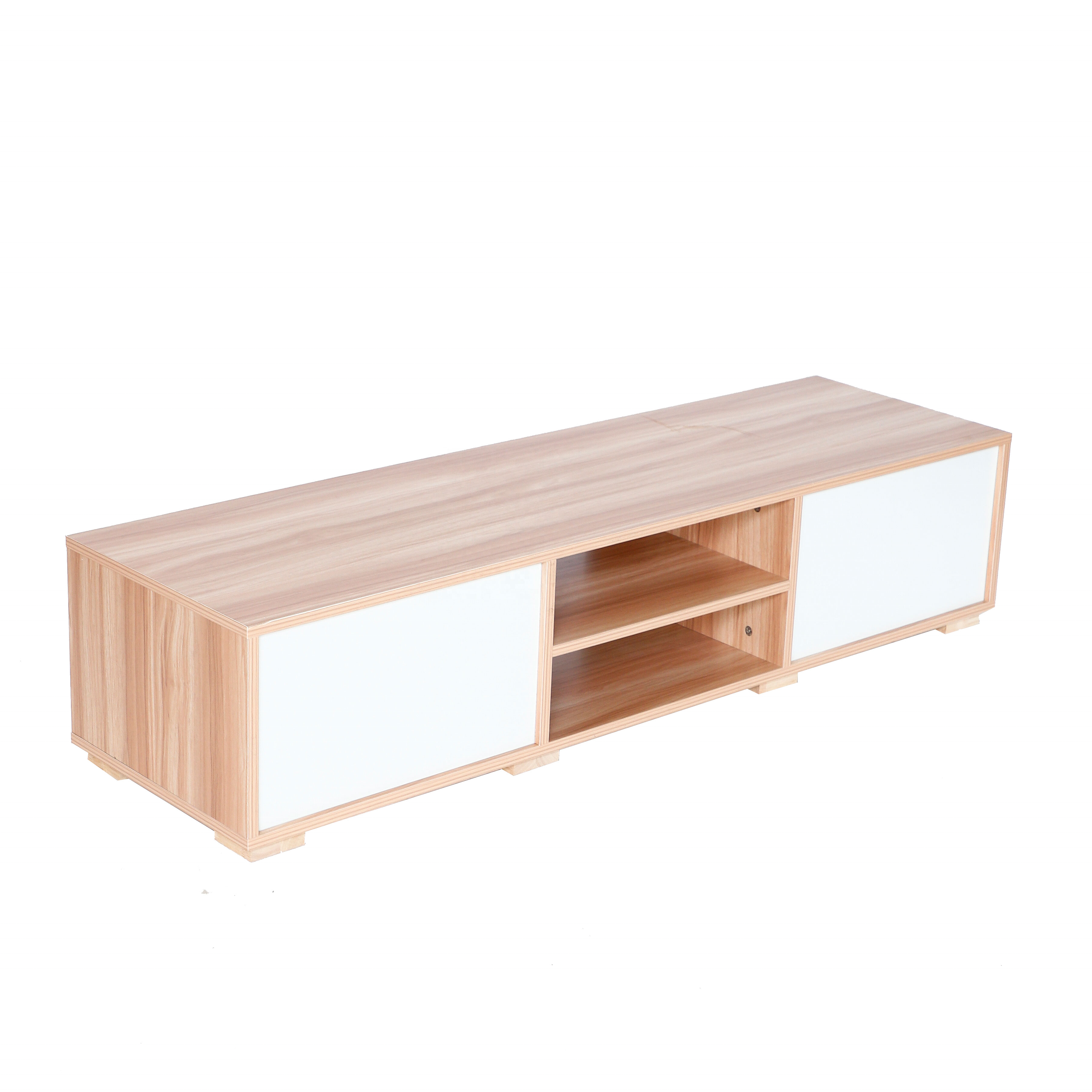 TV Console with 2 Storage Cabinet for Living Room, TV Stand & Entertainment Center for Media Cable Box,