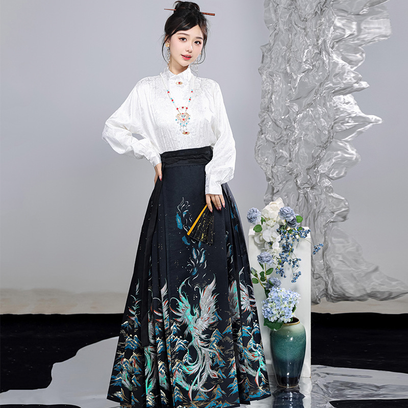 Traditional Chinese Clothing horse Face Skirt Ming Dynasty Improved Hanfu mamianqun Embroidery Chinese horse face skirt set