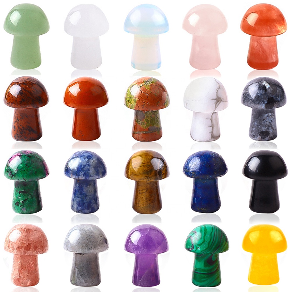 Wholesale 0.8 inch Crystal Mushroom Stone Natural Healing Decoration Reiki Energy Spirit Gemstone Mushroom For Jewelry Making