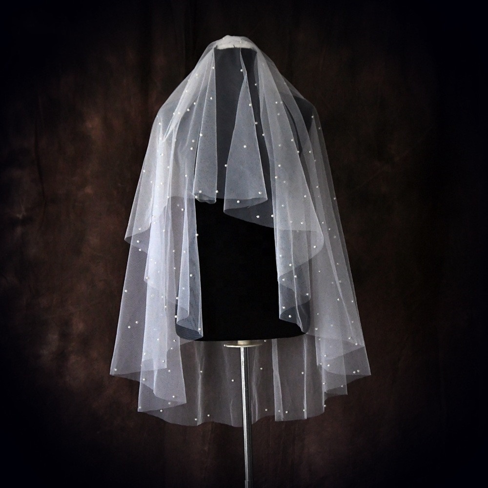 cheerfeel VE380 Women's Cut Edge Muslim and party Pearl Wedding Bridal Veil