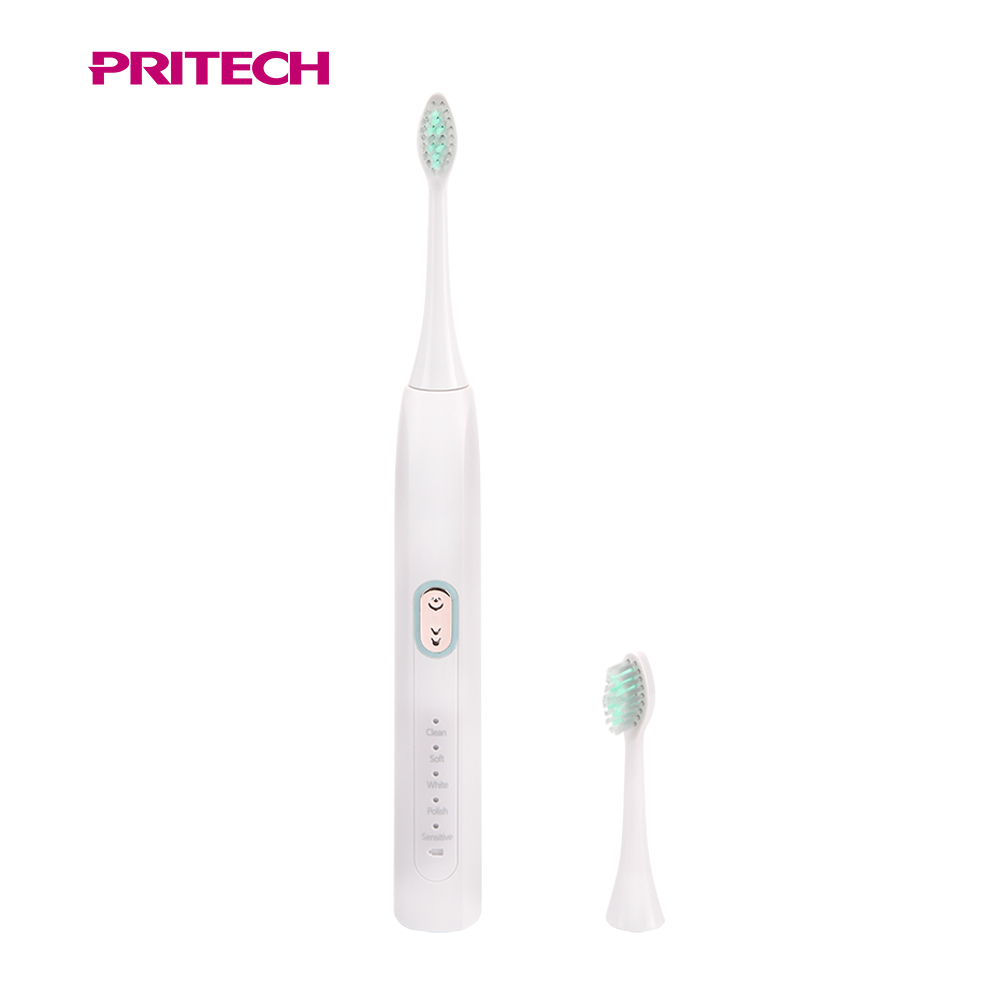 Частная торговая марка PRITECH, зарядка через USB, водонепроницаемая IPX7 звуковая вибрационная электрическая зубная щетка