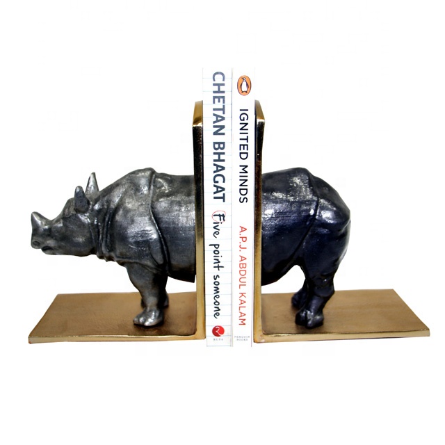 Металлический книжный конец Rhino черного цвета для использования в домашнем офисе и библиотеке, индивидуальный книжный конец rhino