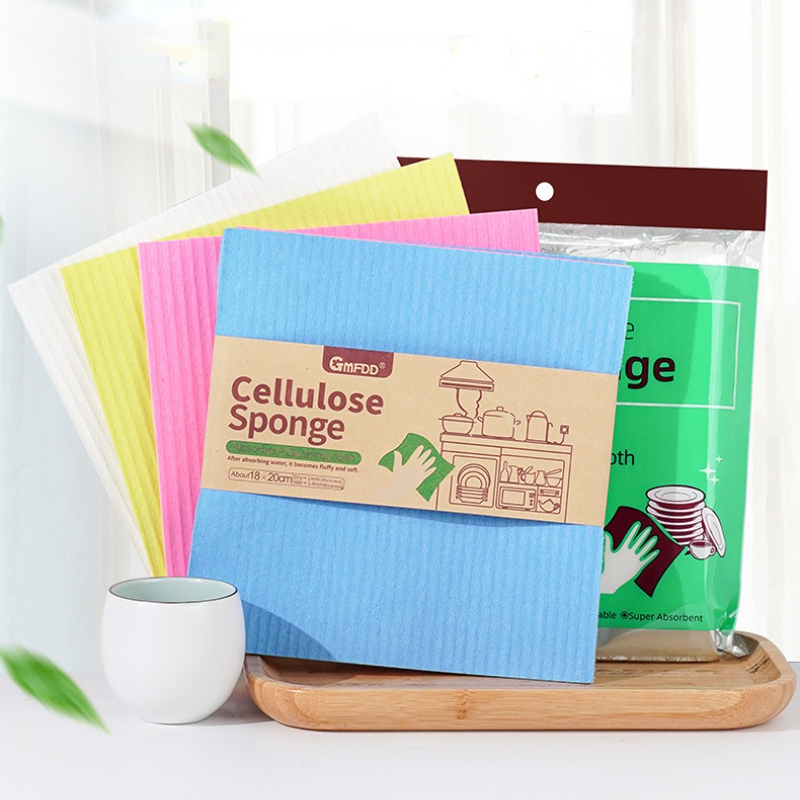 FF2771 Washable Reusable Kitchen Paper Towel Non-Scratch Cellulose Sponge Dish Cloths Eco Friendly Swedish Dishcloths