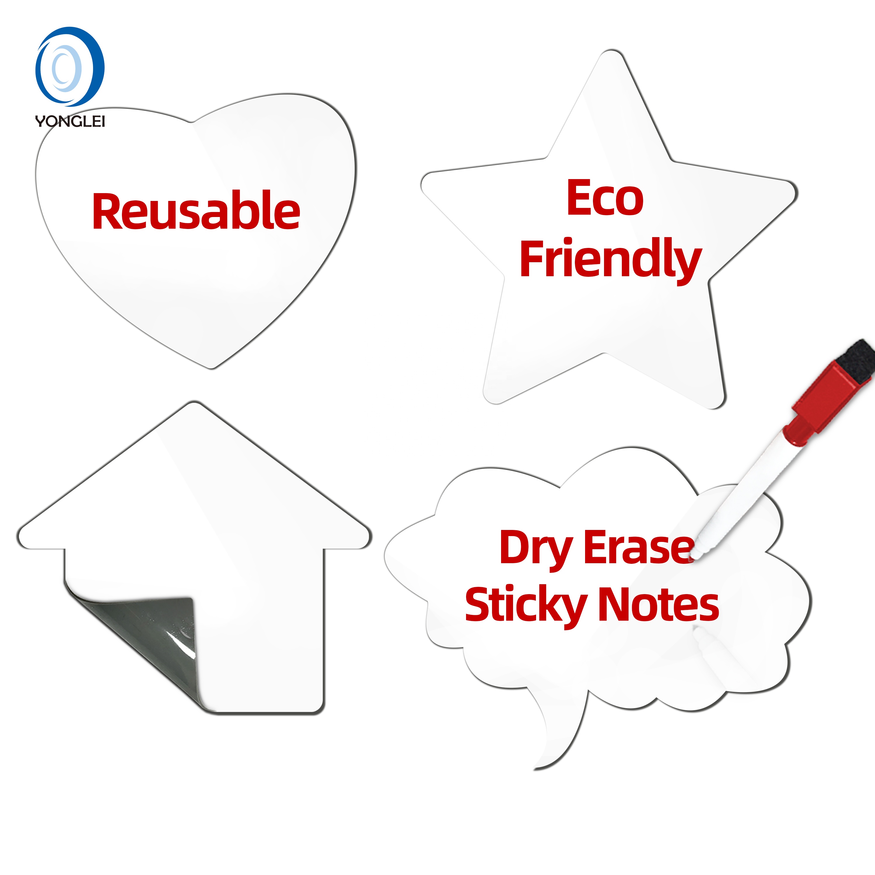 SN1.6-2 Yonglei nano reusable self stick dry erase sheet sticky note white board sticker