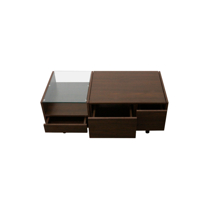 Modern living room glass surface multifunctional storage furniture wooden tea table / coffee table wholesale furniture