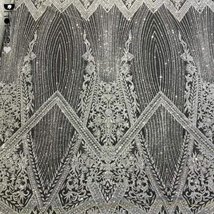 Factory direct wholesale popular metallic silver glitter lace for stage clothes