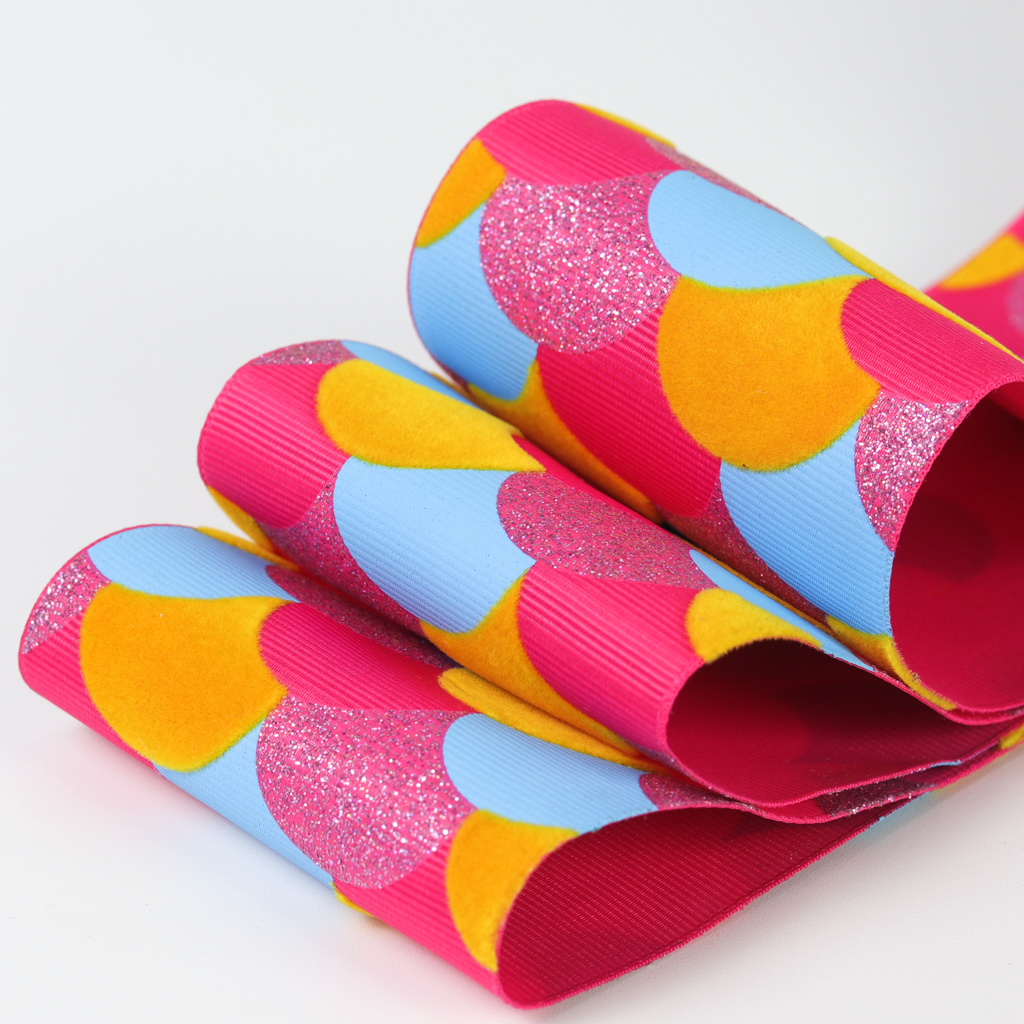 Оптовая продажа 3 "(75 мм) Русалка рыбы Весы печатных Grosgrain ленты DIY материалы