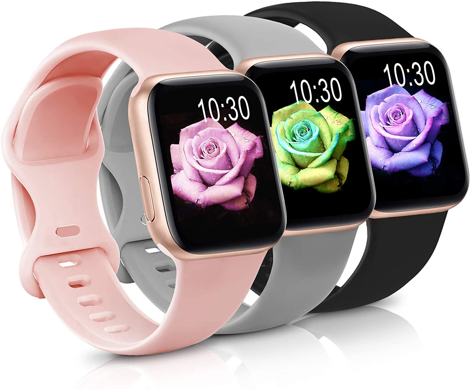 JIULAI Watch Bands for iWatch Series 6/5/4/3/2/1 Wristband, 38mm/42mm Silicone Bracelet Sport Watch Strap Bands for Apple Watch