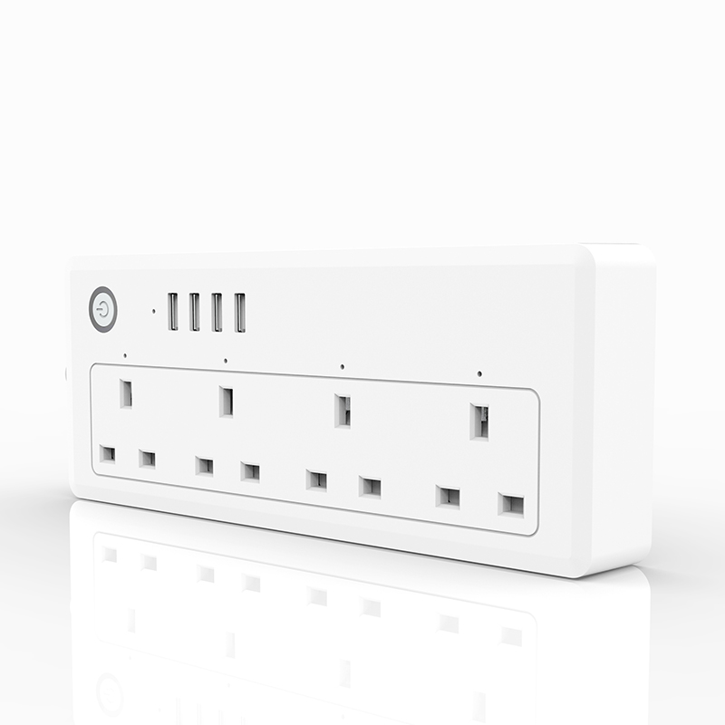 Умный удлинитель Tuya с Wi-Fi, 16 А, 4 розетки, 4 USB-порта